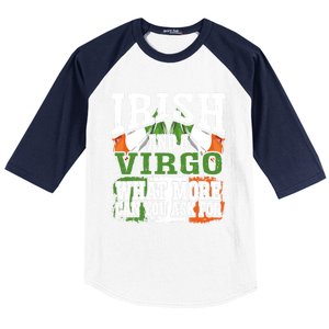 Irish And A Virgo Funny Flag Zodiac Facts Birthday Gift Baseball Sleeve Shirt