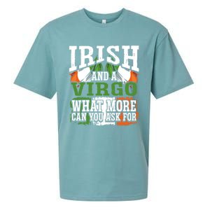 Irish And A Virgo Funny Flag Zodiac Facts Birthday Gift Sueded Cloud Jersey T-Shirt