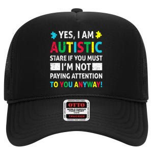 I Am Autistic Funny Autism Awareness Acceptance Puzzle High Crown Mesh Back Trucker Hat