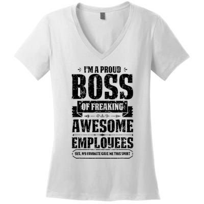 I Am A Proud Boss Of Freaking Awesome Employees Women's V-Neck T-Shirt