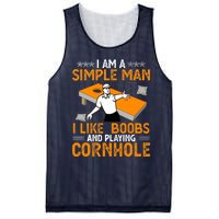 I Am A Simple Man I Like Boobs and Playing Cornhole Gift Mesh Reversible Basketball Jersey Tank