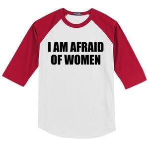 I Am Afraid Of Women Funny Kids Colorblock Raglan Jersey