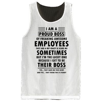 I Am A Proud Boss Of Freaking Awesome Employees Funny Boss Mesh Reversible Basketball Jersey Tank