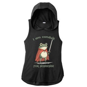 I Am A Conduit For Nonsense Funny Frog Ladies PosiCharge Tri-Blend Wicking Draft Hoodie Tank