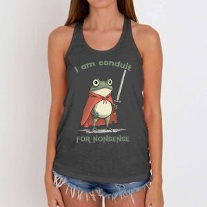 I Am A Conduit For Nonsense Funny Frog Women's Knotted Racerback Tank