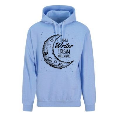 I Am A Writer I Dream While Awake Crescent Moon Gift Unisex Surf Hoodie