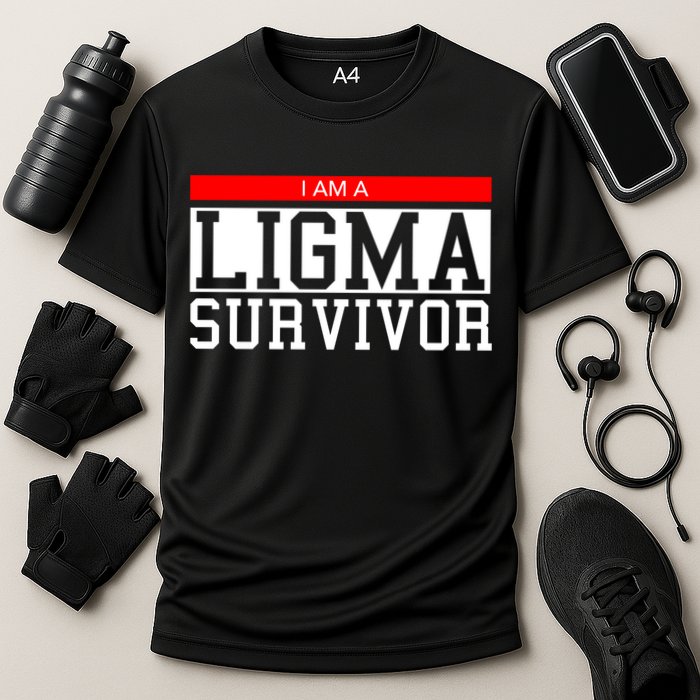 I Am A Ligma Survivor Gamer Dank Meme Theme Gift Cooling Performance Crew T-Shirt