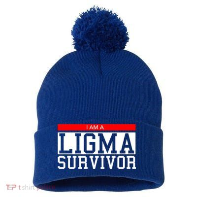 I Am A Ligma Survivor Gamer Dank Meme Theme Gift Pom Pom 12in Knit Beanie