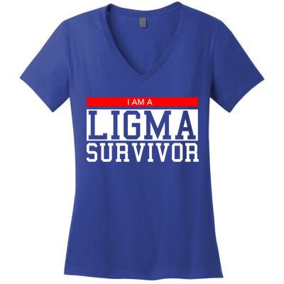 I Am A Ligma Survivor Gamer Dank Meme Theme Gift Women's V-Neck T-Shirt