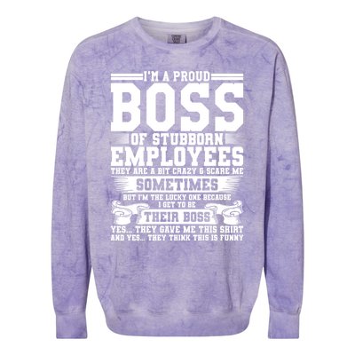 I Am A Proud Boss Of Stubborn Employees They Are Bit Crazy Gift Colorblast Crewneck Sweatshirt