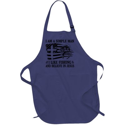 I An A Simple Man I Like Fishing And Believe In Jesus Christ Full-Length Apron With Pockets