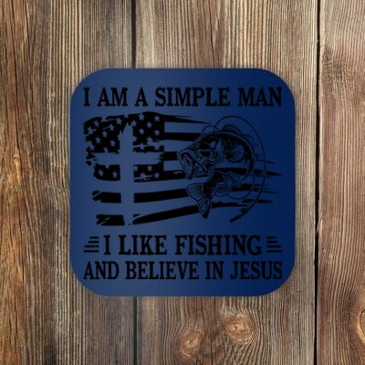 I An A Simple Man I Like Fishing And Believe In Jesus Christ Coaster