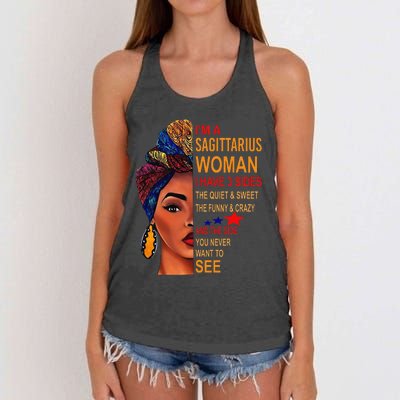 I Am A Sagittarius Woman I Have 3 Sides Funny Women's Knotted Racerback Tank