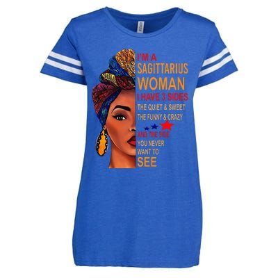 I Am A Sagittarius Woman I Have 3 Sides Funny Enza Ladies Jersey Football T-Shirt