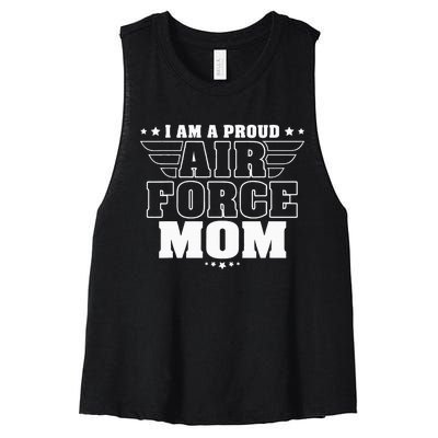 I Am A Proud Mom Patriotic Pride Military Mother Women's Racerback Cropped Tank