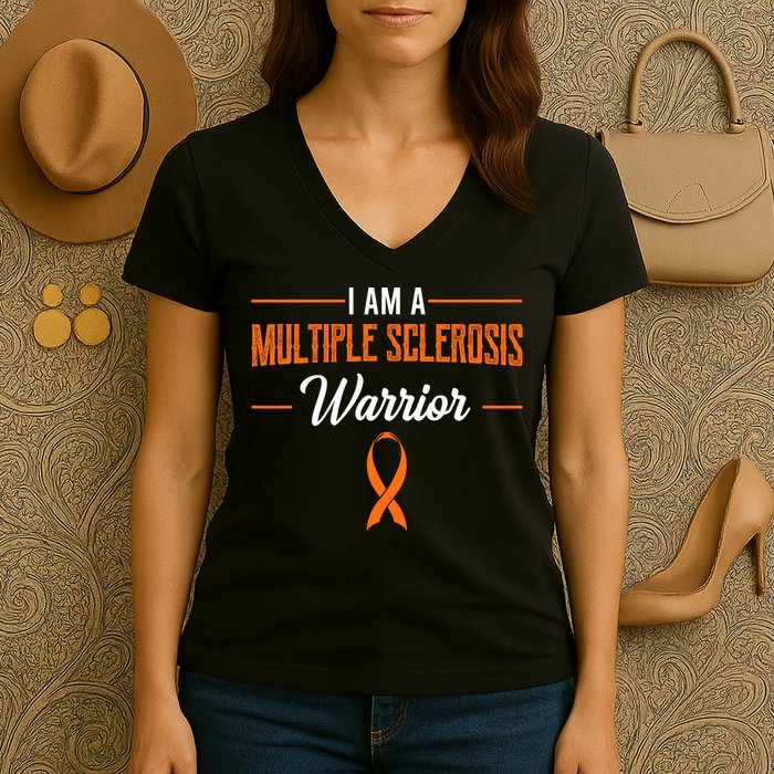 I Am A Multiple Sclerosis Warrior Multiple Sclerosis Women's V-Neck T-Shirt