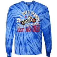 I Am A Biker Grandpa Funny Quote For Grandpa Motorbikes Gift Tie-Dye Long Sleeve Shirt