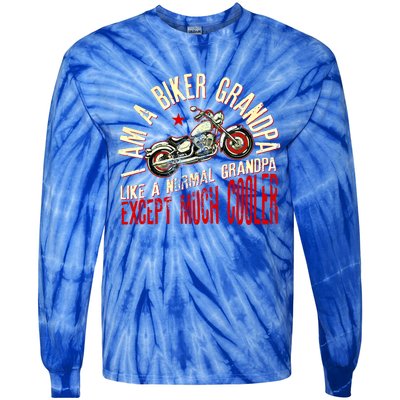 I Am A Biker Grandpa Funny Quote For Grandpa Motorbikes Gift Tie-Dye Long Sleeve Shirt