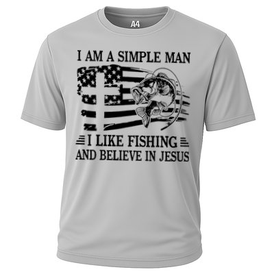 I Am A Simple Man I Like Fishing And Believe In Jesus Cooling Performance Crew T-Shirt