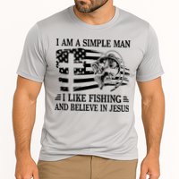 I Am A Simple Man I Like Fishing And Believe In Jesus Cooling Performance Crew T-Shirt
