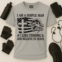 I Am A Simple Man I Like Fishing And Believe In Jesus Cooling Performance Crew T-Shirt