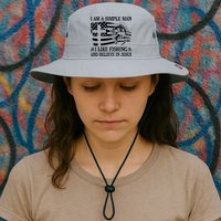 I Am A Simple Man I Like Fishing And Believe In Jesus Bucket Hat
