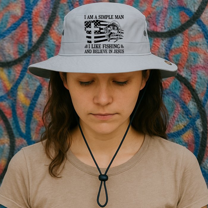 I Am A Simple Man I Like Fishing And Believe In Jesus Bucket Hat
