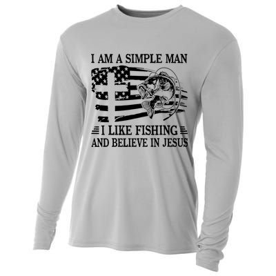 I Am A Simple Man I Like Fishing And Believe In Jesus Cooling Performance Long Sleeve Crew