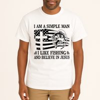 I Am A Simple Man I Like Fishing And Believe In Jesus Tall T-Shirt