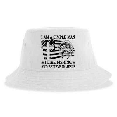 I Am A Simple Man I Like Fishing And Believe In Jesus Sustainable Bucket Hat
