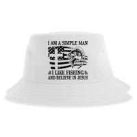 I Am A Simple Man I Like Fishing And Believe In Jesus Sustainable Bucket Hat