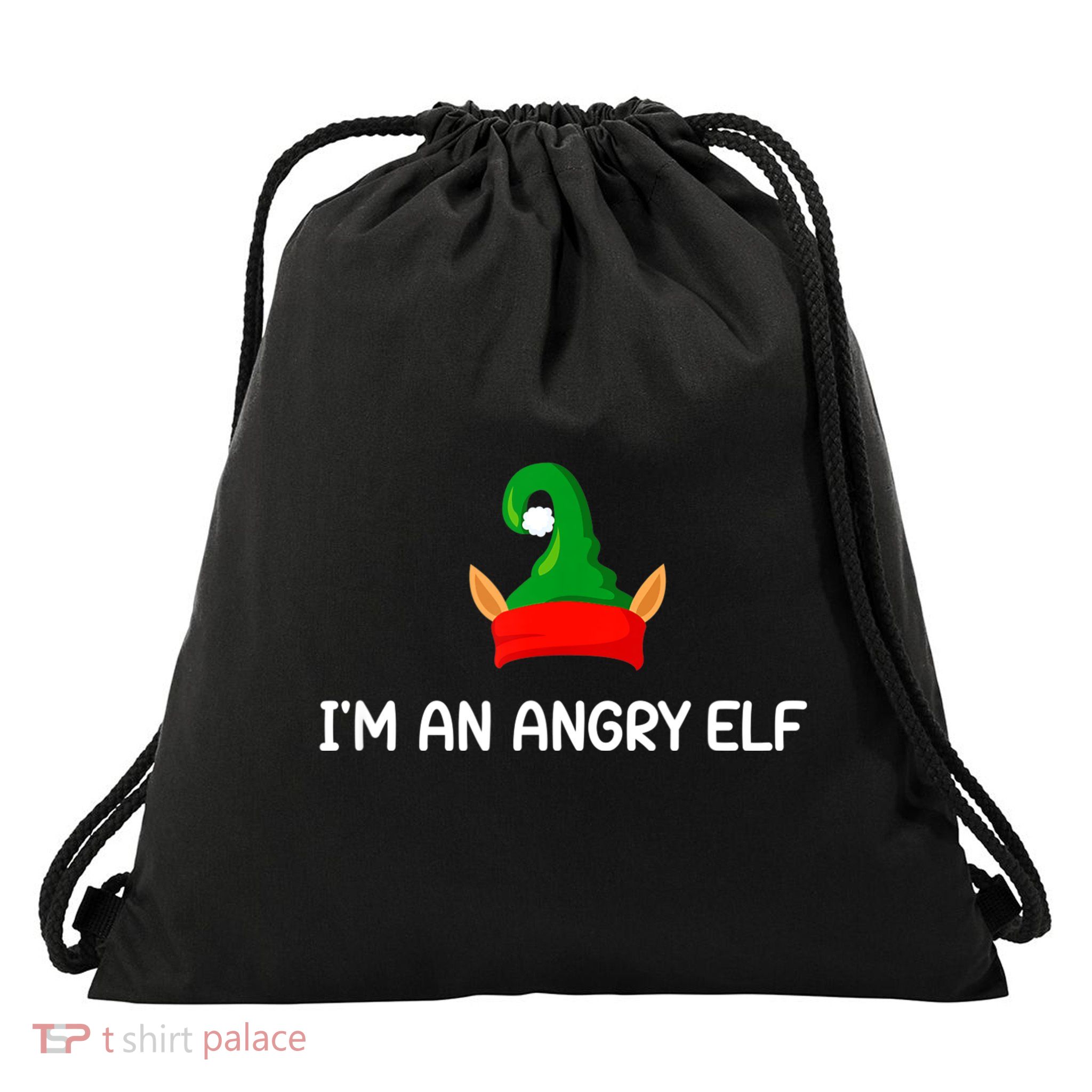 I'm An Angry Elf, Funny, Corny Christmas Jokes,, Sarcastic Drawstring Bag