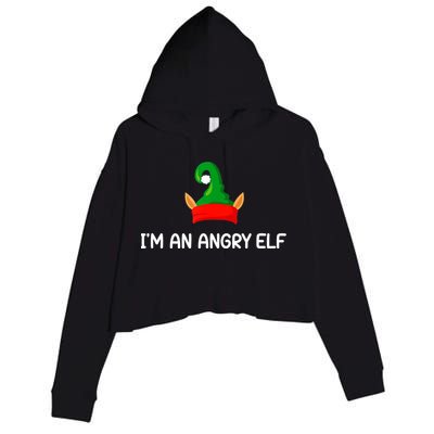 I'm An Angry Elf, Funny, Corny Christmas Jokes,, Sarcastic Crop Fleece Hoodie