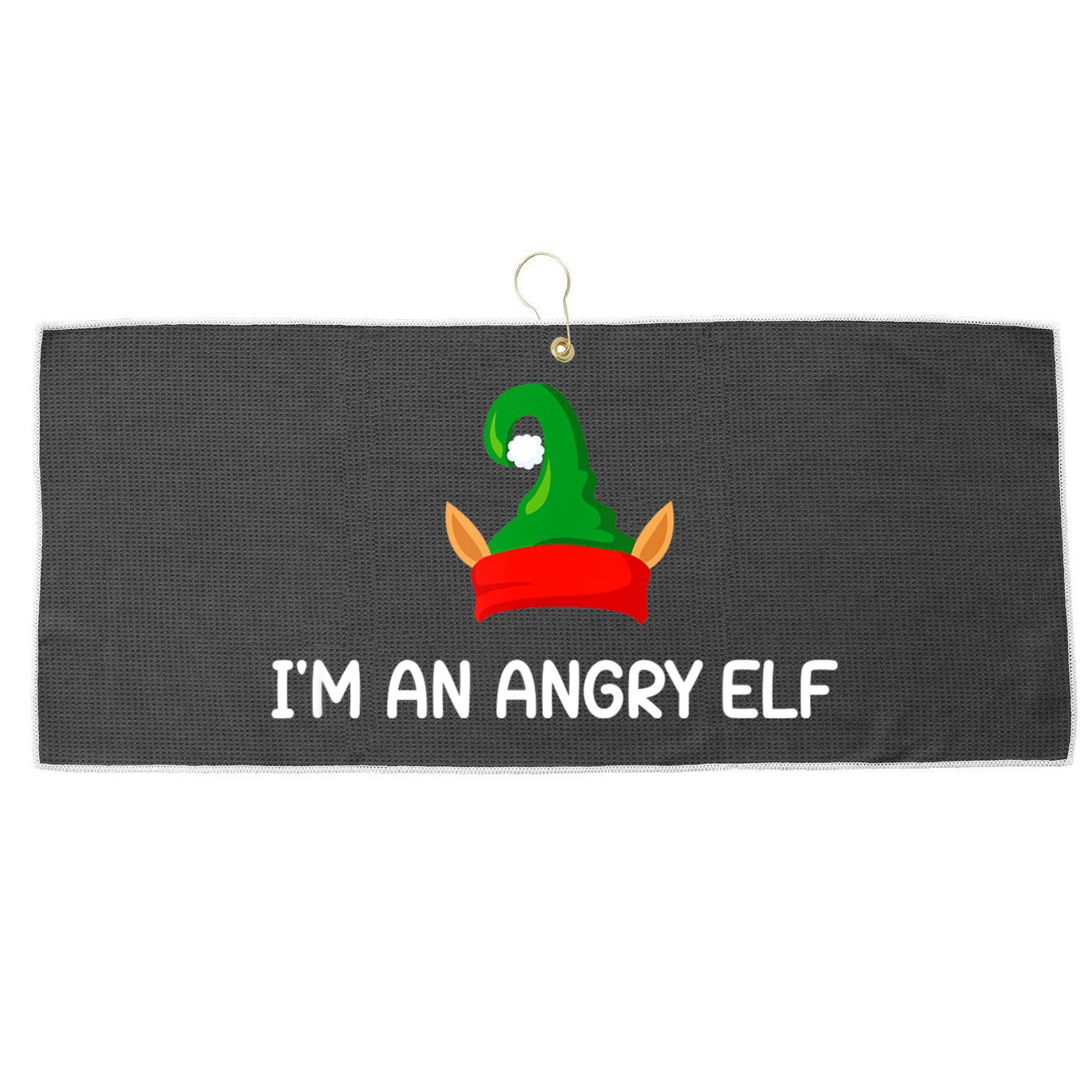 I'm An Angry Elf, Funny, Corny Christmas Jokes,, Sarcastic Large Microfiber Waffle Golf Towel