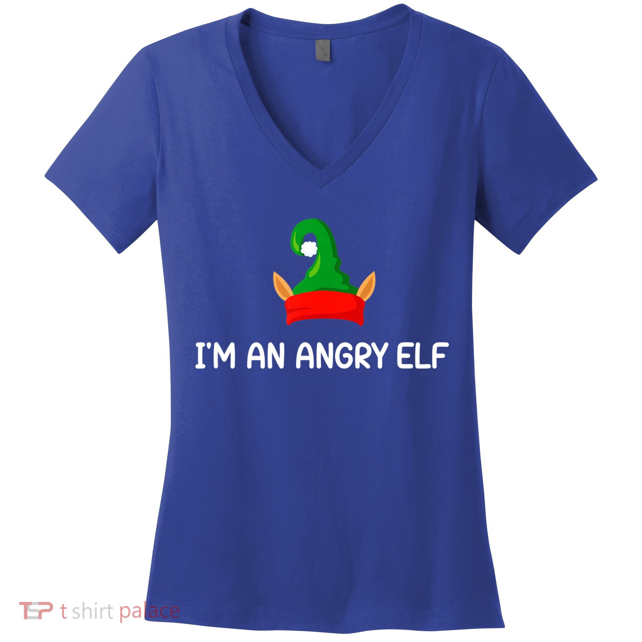 I'm An Angry Elf, Funny, Corny Christmas Jokes,, Sarcastic Women's V-Neck T-Shirt