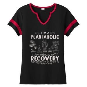 I Am A Plantaholic On The Road To Recovery Funny Plant Lover Ladies Halftime Notch Neck Tee