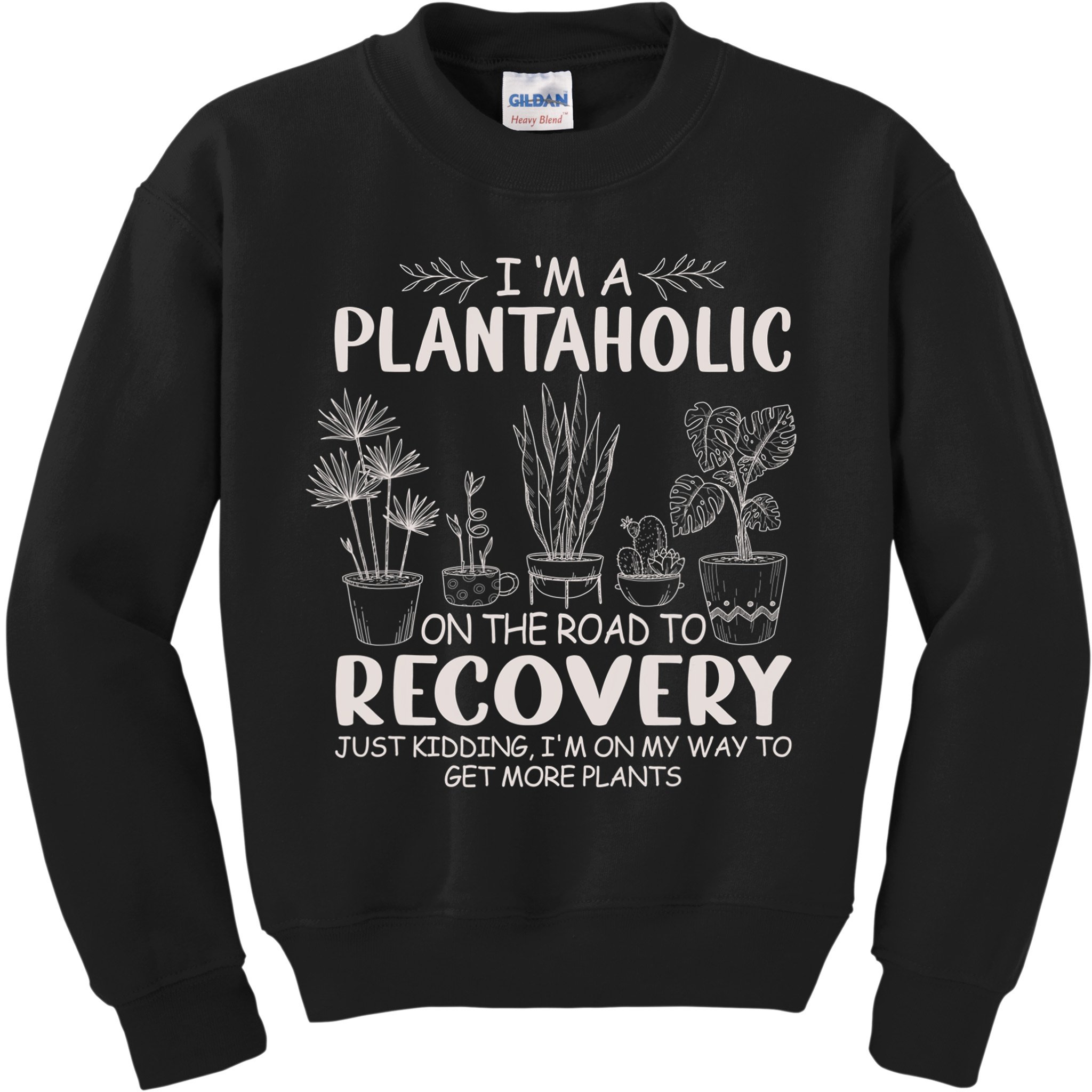 I Am A Plantaholic On The Road To Recovery Funny Plant Lover Kids Sweatshirt