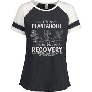 I Am A Plantaholic On The Road To Recovery Funny Plant Lover Enza Ladies Jersey Colorblock Tee