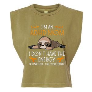 IM An Adhd Mom Awareness Orange Ribbon Sloth Adhd Warrior Garment-Dyed Women's Muscle Tee