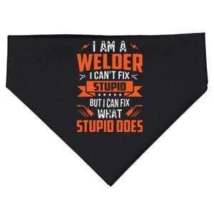 I Am A Welder I Can't Fix Stupid But I Can Fix What Stupid USA-Made Doggie Bandana