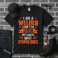I Am A Welder I Can't Fix Stupid But I Can Fix What Stupid Tall T-Shirt