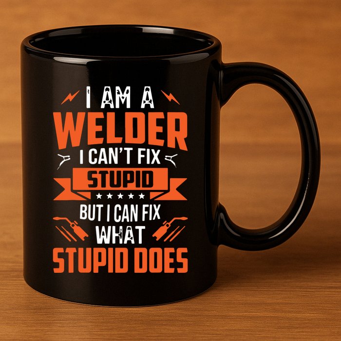 I Am A Welder I Can't Fix Stupid But I Can Fix What Stupid 11oz C Handle Ceramic Mug