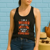 I Am A Welder I Can't Fix Stupid But I Can Fix What Stupid Womens Tank Top