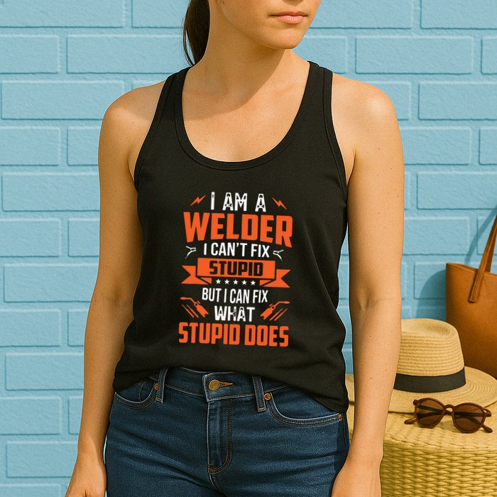 I Am A Welder I Can't Fix Stupid But I Can Fix What Stupid Womens Tank Top
