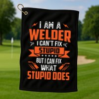 I Am A Welder I Can't Fix Stupid But I Can Fix What Stupid Golf Towel
