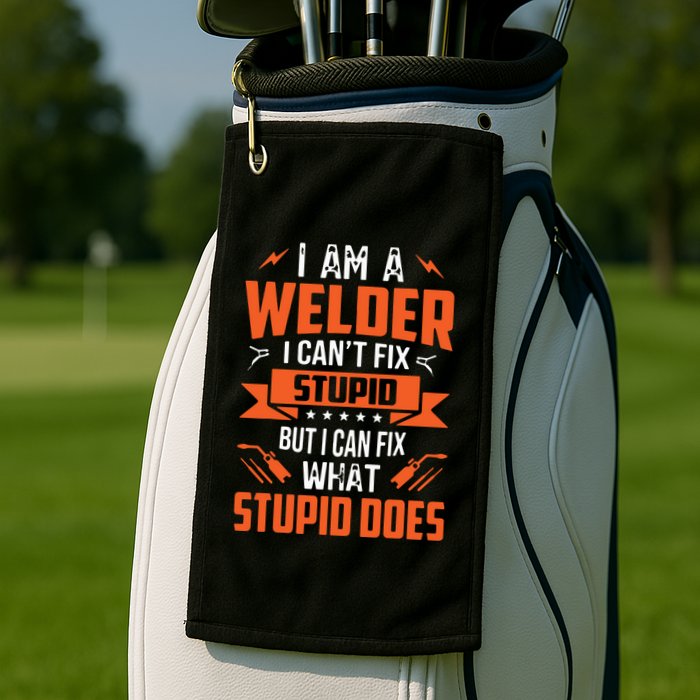 I Am A Welder I Can't Fix Stupid But I Can Fix What Stupid Golf Towel