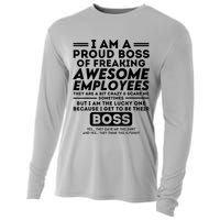 I Am A Proud Boss Of Freaking Awesome Employees | Funny Boss Cooling Performance Long Sleeve Crew