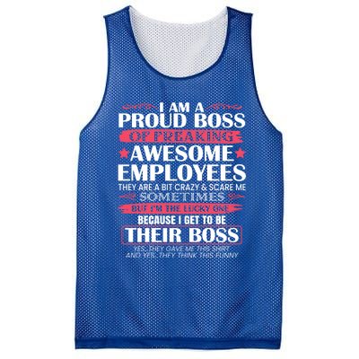 I Am A Proud Boss Of Freaking Awesome Employees Funny Boss Cute Gift Mesh Reversible Basketball Jersey Tank