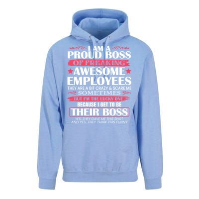 I Am A Proud Boss Of Freaking Awesome Employees Funny Boss Cute Gift Unisex Surf Hoodie