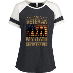 I Am A Veteran Enza Ladies Jersey Colorblock Tee